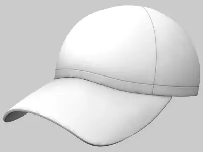 White Golfer Cap Hat Low-poly 3D model