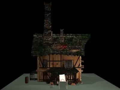 Horrible House in village  Low-poly 3D model