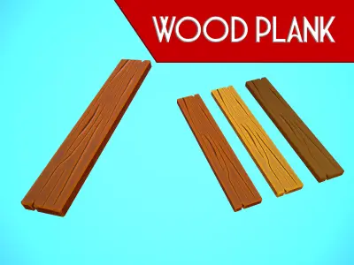 WOOD PLANK CARTOON STYLIZED Low-poly 3D model