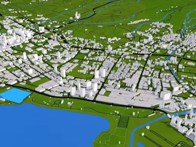 Hawaii City 3d model Low-poly 3D model