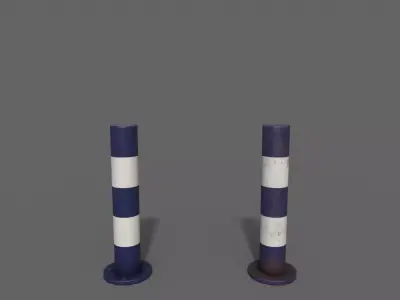 PBR Bollard BlueWhite Low-poly 3D model