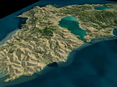 Lesbos Island full 3d model terrain Low-poly 3D model