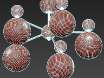 pechio-sle106302-05 brass ceiling light with six glass globes 3D model