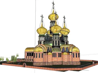 Architecture-Religion-God-Culture-Temple-067 church with gold... 3D model