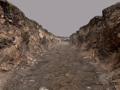 Modular Low Poly PBR Muddy Cliff Low-poly 3D model