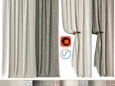 Curtains 136 Kvadrat Artic SAMUEL SONS ATHINA EMBROIDERED BORDER 3D model