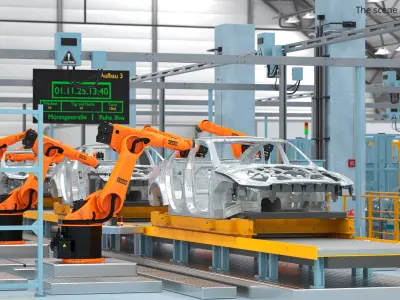  Car Assembly Line Rigged for Cinema 4D 