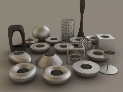 CANDLEHOLDERS---Collection candle in metal container 3D Model Pack