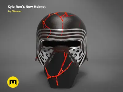 The Kylo Ren helmet destroyed - Star Wars  3D print model
