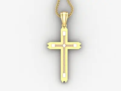 High Cross Pendant Light Gold 18K 4CP092 3D print model