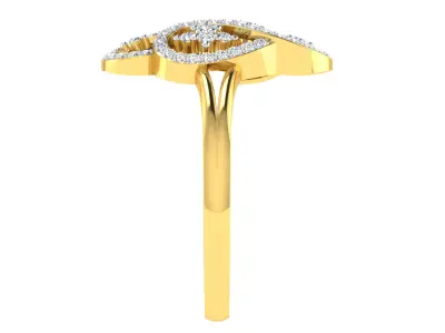 Light Weight Yellow Gold Diamond Ring  -ZA RN 7823 3D print model