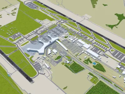 Moscow Domodedovo Mikhail Lomonosov Airport 15km Low-poly 3D model