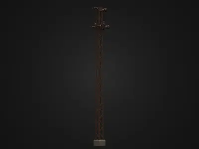 Old Rusty Soviet Transmission Tower Low-poly 3D model