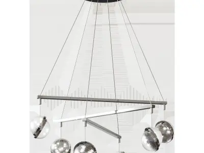 Kovacs Silver Slice 6 Light 30 Wide LED Crystal Chandelier 3D model