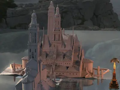 Haunted Halloween Church Kit bash 3D model