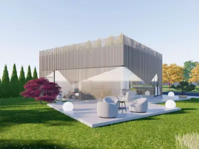 Family House 11 - Created with fully parametric Revit Families Low-poly 3D model