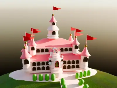 Lowpoly isometric Cute 3d Castle for Princess 3D model