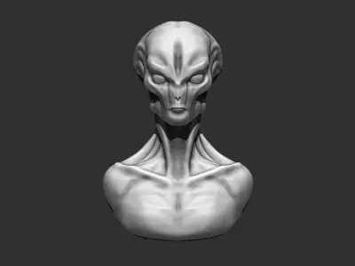 Alien Bust 7 - Detailed Humanoid 3D Print Model 3D print model