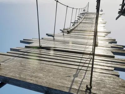 Stylish Wood Bridge Pack Game Ready and Optimized 4 Unique Types Low-poly 3D model