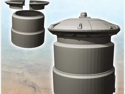 Futuristic tower with spherical roof with large ground floor win 3D print model