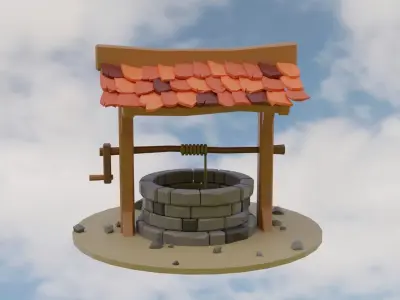 Low poly water well Free low-poly 3D model
