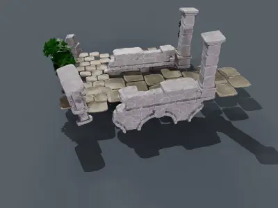 Ruin gate Low-poly 3D model
