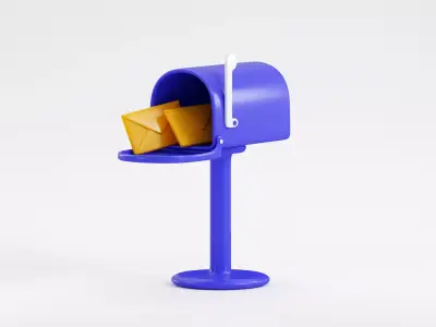 Mailbox With Envelopes Low-poly 3D model