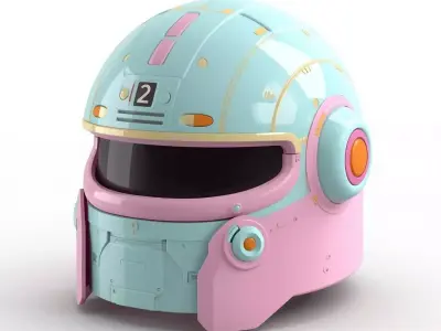 Chibi Robot Helmet Toy 3D Model Low-poly 3D model