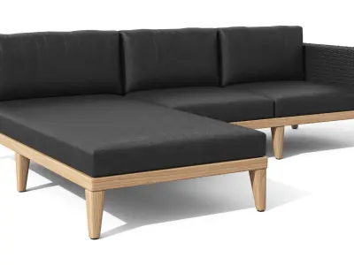 Urba Slate Gray Sectional Sofa Low-poly 3D model