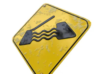 Movable Bridge Warning Traffic Sign 3D model