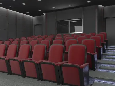 Cinema auditorium with seats and steps 3D model