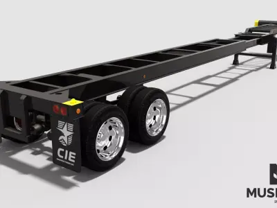 Extendable tandem trailer Low-poly 3D model