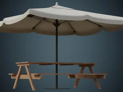 Patio Umbrella 1B Low-poly 3D model