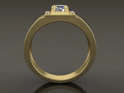 Signet Diamond Side Step Ring Band Mix Size 7-12 3D print model