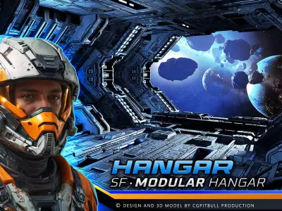 SF - Modular Hangar Low-poly 3D model