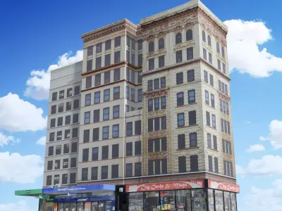 City Block building Low-poly 3D model