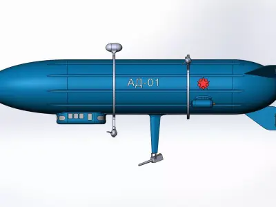 Dirigible-artillery submarine 3D print model