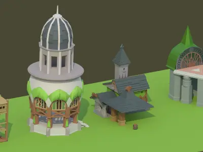 Kitbash Fantasy Medieval Assets Middle-Poly 3D model