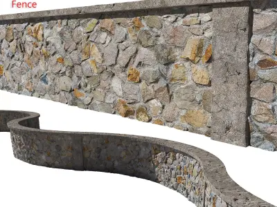 Ultra realistic Stone fence  3D model