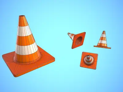 CONE TRAFFIC CARTOON STYLIZED Low-poly 3D model