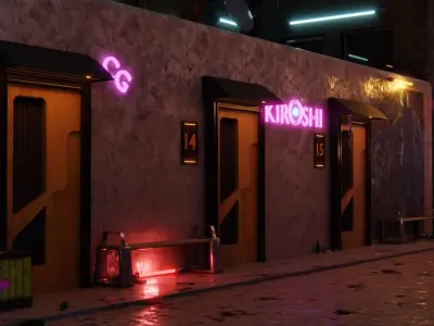 Street in cyberpunk style 3D model