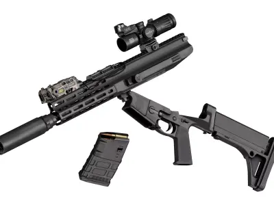 ROBINSON ARMAMENT XCR-M RIFLE Low-poly 3D model