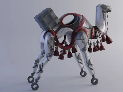 Sci-Fi Robotic Camel 3D Model Low-poly 3D model