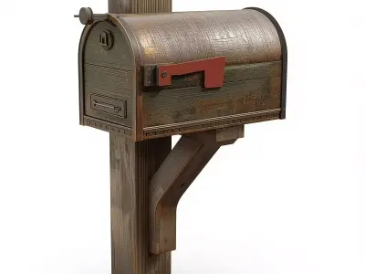 Rustic Wooden Mailbox 3D Model Outdoor Prop Low-poly 3D model