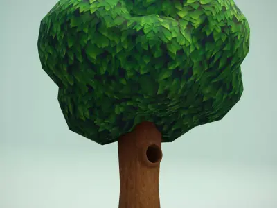 Cartoon Tree With Hollow 3D Model Low-poly 3D model