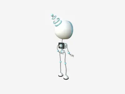 Cute Robot D03 White - SciFi Character Design Low-poly 3D model