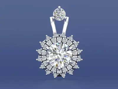 1 Carat Diamond Pendant Necklace with 3D CAD Files Jewelry 3D print model
