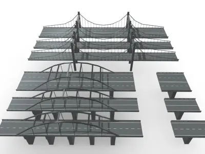Bridge - Road Modules Low-poly 3D model