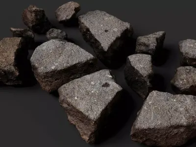 asphalt debris street shards detail PBR photogrammetry Low-poly 3D model