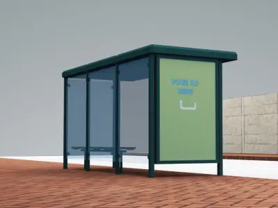 Bus Stop Modern3 Low-poly 3D model
